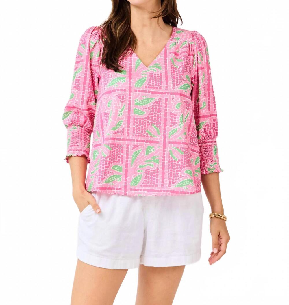 NEW MARY SQUARE ashlyn top in trellis tiles pink